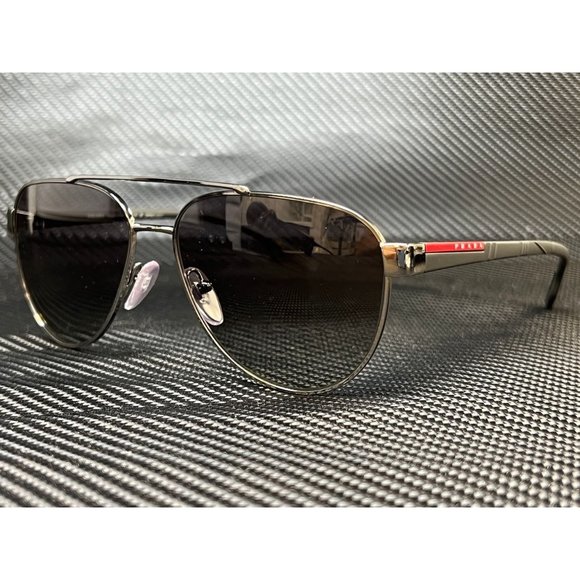 Prada Gunmetal Pilot Men 61mm Sunglasses - Picture 1 of 4